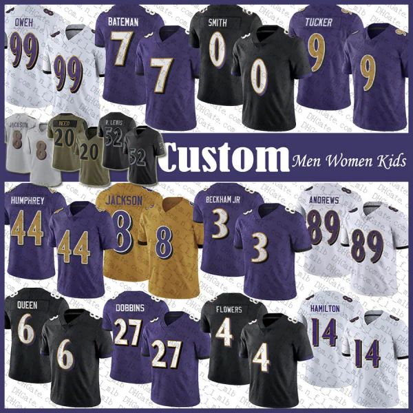 

custom 3 odell beckham jr roquan smith football jersey lamar jackson zay flowers justin tucker mark andrews kyle hamilton marlon humphrey jk, Black;red