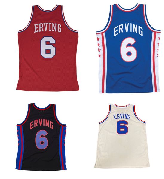 

julius erving 76erss basketball jersey philadelphias mitchell and ness throwback jerseys blue whitre red size s-xxl, Black;red