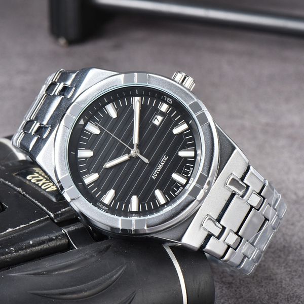 

aude wristwatches for men 2023 new mens watches three stitches automatic mechanical watch luxury brand steel strap mens fashion montre de lu, Slivery;golden