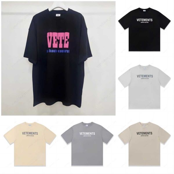 

summer minimalist printing vetements t-shirt men women loose vtm tee embroidery t shirtghis2, White;black