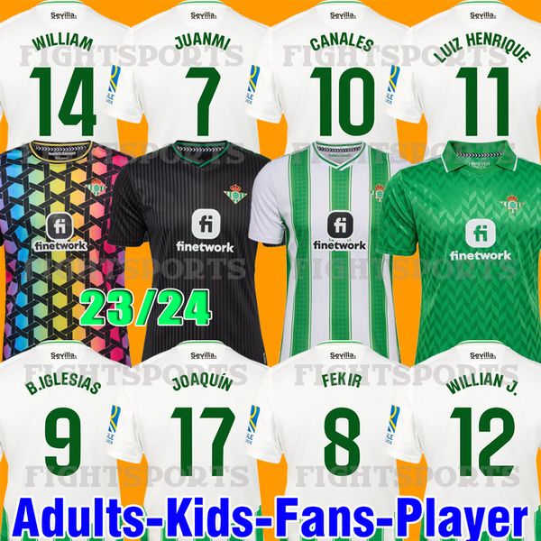 

new 2023 2024 real betis soccer jerseys joaquin b iglesias camiseta de futbol 23 24 camisetas especial men kit kids green jerseys green tee, Black;yellow