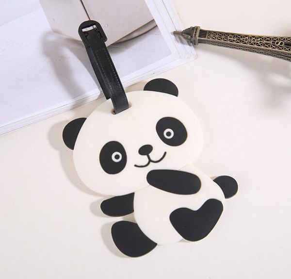 

10pcs bag parts cute panda printing pvc travel luggage tag mix color, Black