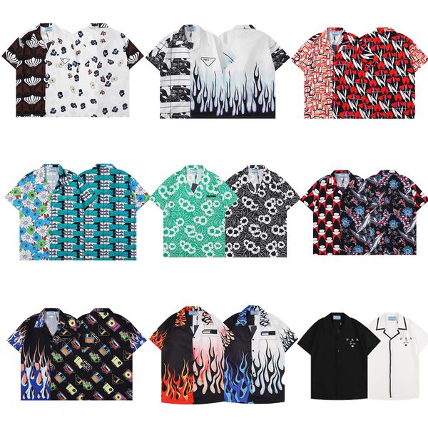 

luxury designer mens shirts short sleeve clothing summer casual outdoor streetwear fashion printing quality men button up shirt, White;black