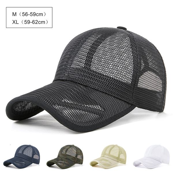 

ball caps 5662cm summer cap for men women net trucker hat mesh breathable sports sun big size baseball solid visor adjustable 230727, Blue;gray