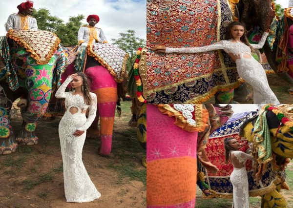 

2019 lior charchy india wedding dresses abiti da sposa jewel neck long sleeve mermaid bridal gown plus size beach wedding dress1806042, White