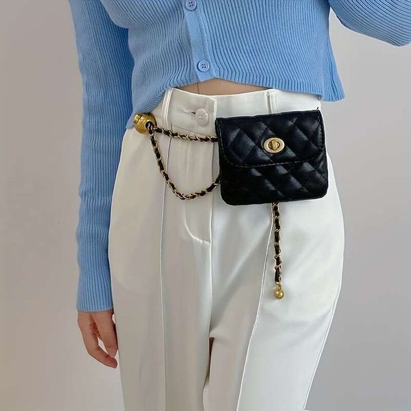 

stylish argyle quilted chain waist bag - perfect mini chest purse for women