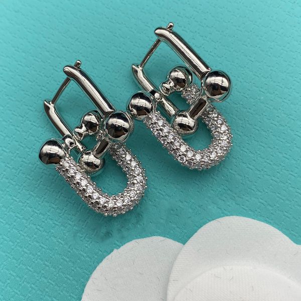 

jewelry designer for women fashion gold hoop earrings u shape stud earring diamond knot stainless steel gold plated ladies girls party acces, Golden;silver