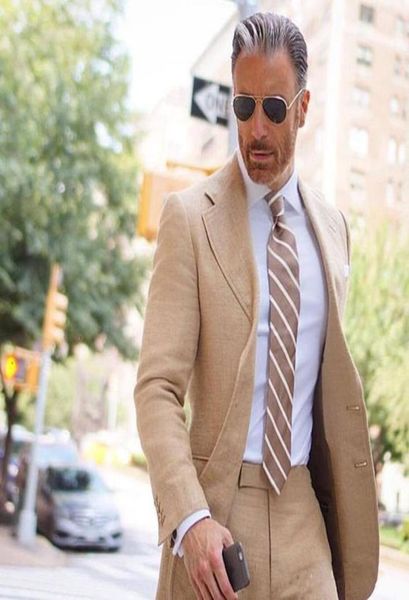 

new champagne linen mens suits casual business slim fit wedding tuxedos groom wear terno bridegroom prom suits 2pcs costume homme 4215597, Black;gray