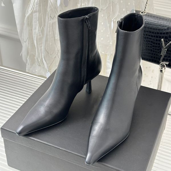 

luxury australie designer winter womens ankle cusp fashion pointed toes boots heels booties black calf leathers boots heel party dress pumps