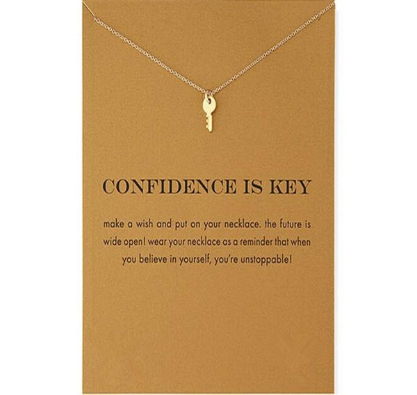 

choker necklaces with card gold silver key pendant necklace for fashion women jewelry confidence is key2680318