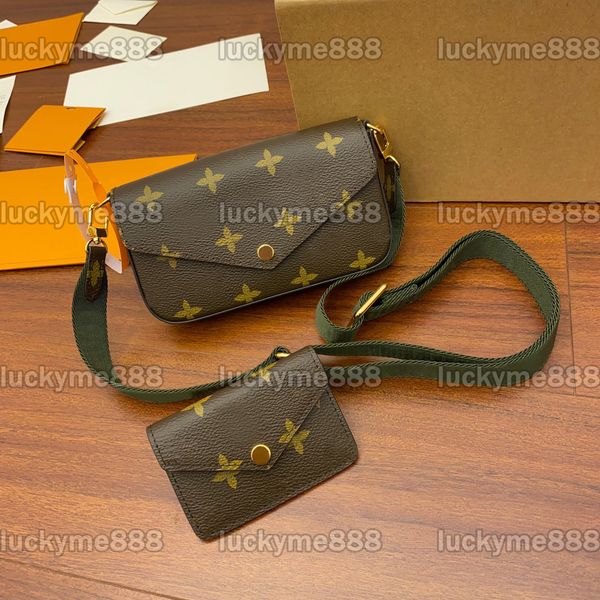 

10a mirror quality designers felicie pochette strap bags mini 17cm womens brown canvas luxurys handbags cowhide trims flap purse crossbody s