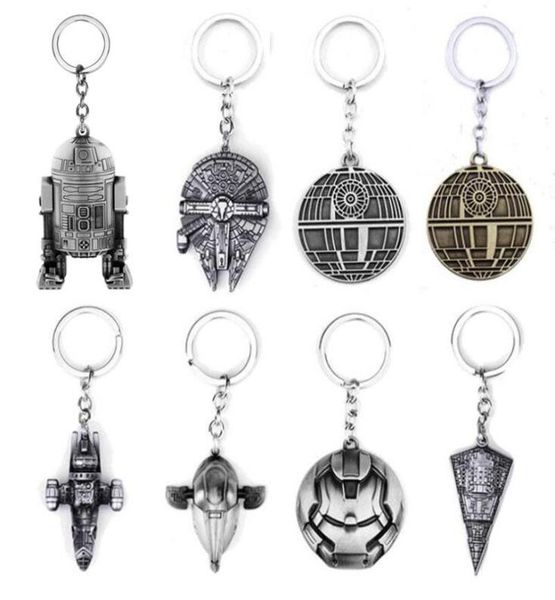 

20pcslot trendy jewelry keychain movie spaceship battleship alloy keyring car decorate for fans men party gift pendant car key ri2905990, Slivery;golden