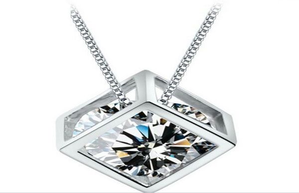 

wedding jewelry 925 sterling silver pendant woman magic love square shiny zirconia crystal pendant water necklace 4041623