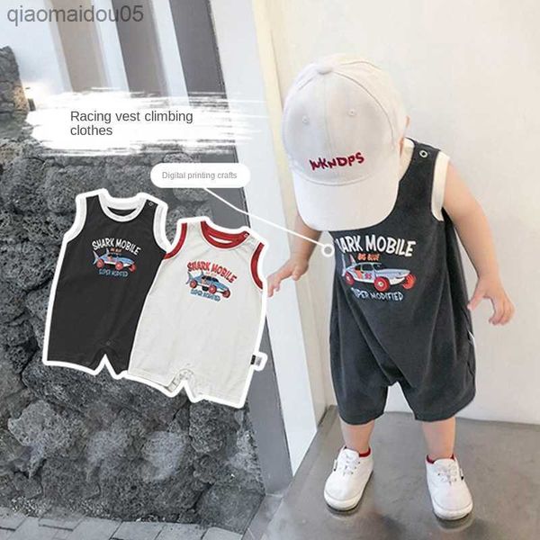 

baby boys onesie baby handsome summer clothes boy short-sleeved jumpsuit infant romper 0-24m l230712, Blue