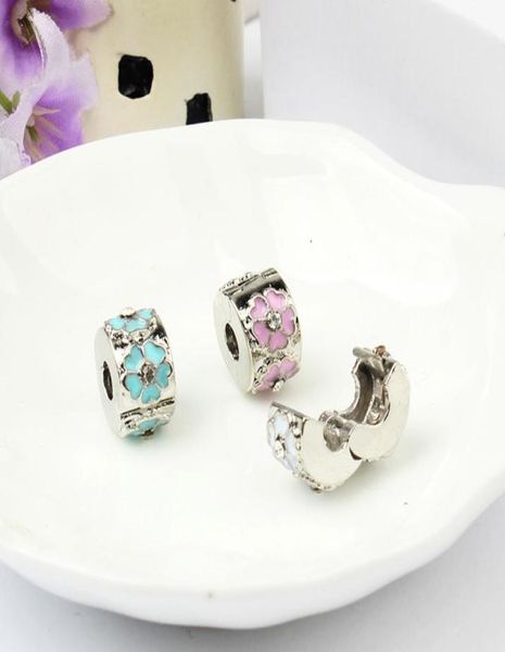 

3 color painted daisy clip alloy charm bead fashion women jewelry stunning european style for p bracelet8368646, Black