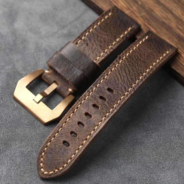 

watch bands handmade bronze strap 20 21 22 23 24 26mm thickened italian first layer cowhide soft bracelet vintage 230727, Black;brown
