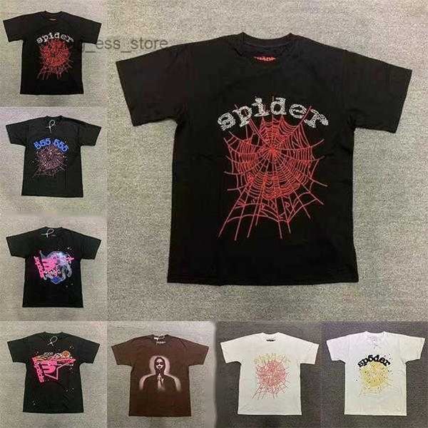 

23ss men t shirt pink young thug sp5der 555555 mans women 1 quality foaming printing spider web pattern tshirt fashion tees9, White;black
