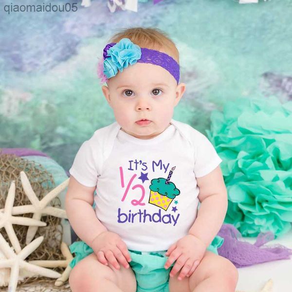 

one half birthday infant bodysuits baby it's my 1/2 birthday print romper jumpsuit outfits onesie cute boys girls gift clothes l230712, Blue