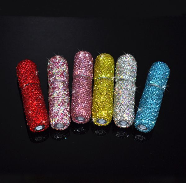 

wholesale bottom refilling perfume bottles 5ml fully crystal inlaid mini travel spray bottles of essential oil deodorant