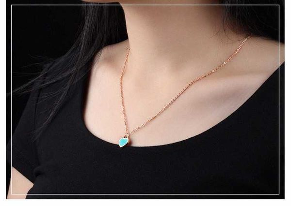 

brand original korean version titanium steel tiffay peach heart necklace star with the same style drop glue stainless women's collarbon, Silver