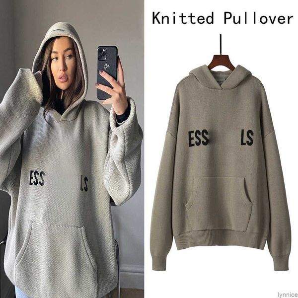 

23ss designer essentail hoodie sweater for men and women casual hooded essentialhoodie sweatshirts knitted high street fashion pullovers 3yv, Black