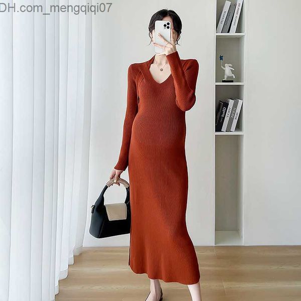 

maternity dresses autumn and winter unique pregnant women's clothing elegant ultrathin knitted sweater solid red 2022 new pregnant z230, White