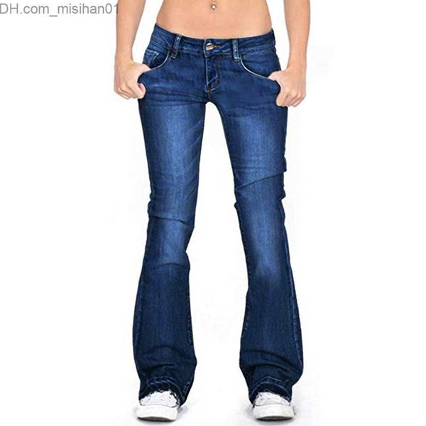 

women's jeans flare jeans low rise loose fit comfortable women's jeans 2023 elastic fashion boyfriend style vintage jeans trousers, Blue