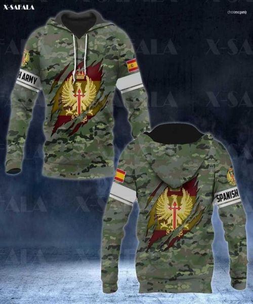 

men039s hoodies sweatshirts spanish army camo veteran eagle military 3d print zipper hoodie man female pullover sweatshirt ho794445175903, Black
