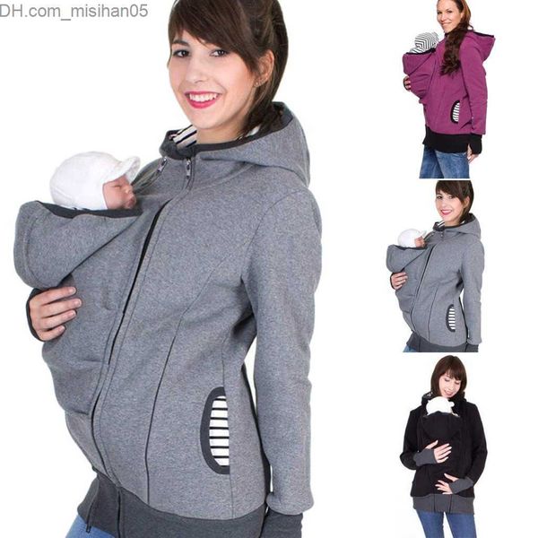 

maternity dresses 2020 fashion women maternity striped baby pouch carrier hoodie zipper pregnancy coat hoody outerwear carry baby pregnant z, White