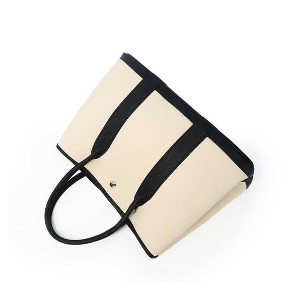 

classic garden party tote bag fashion leather women's color contrast handheld one shoulder crossbody cow - full1q1a