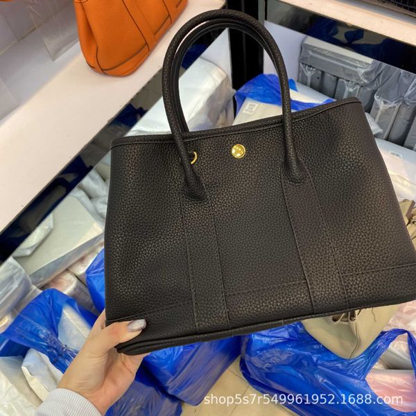 

classic garden party tote bag mother bag soft leather women's litchi pattern portable one-shoulder messenger convenient for commuting l