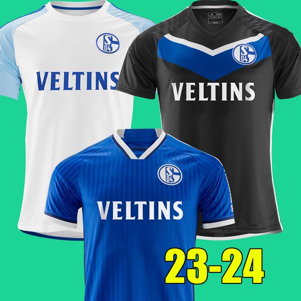 

23 24 schalke 04 home away third soccer jerseys ouwejan palsson lode latza terodde zalazar bulter lee flick pieringer drexler thiaw muller 2, Black;yellow