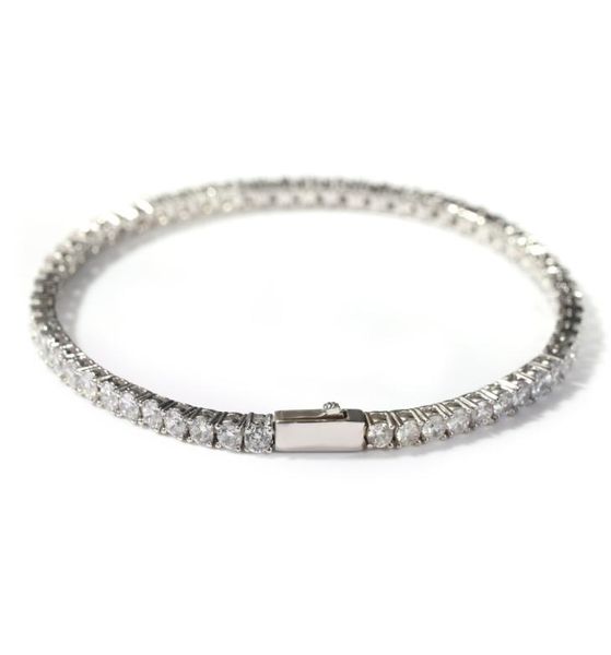 

iced out gold chain bracelet for mens hip hop damond tennis jewelry single row rhinestone bracelets 4mm4875420, Golden;silver