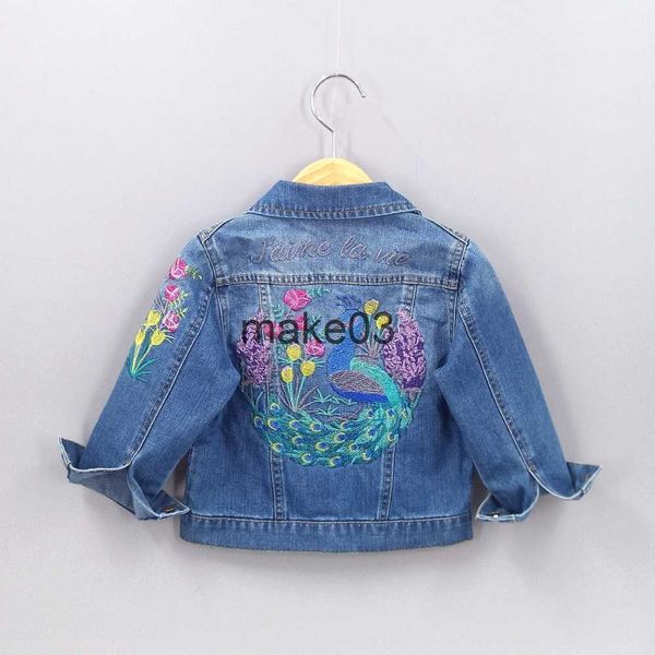 

jackets 210t spring girls outfits toddler denim embroidery cockdail flowers jeans jacket kids coats baby girl clothing children clothes j230, Blue;gray