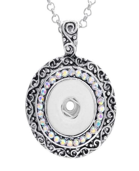 

18mm noosa ginger snap button pendants with crystal diamond jewelry interchangeable necklaces accessory jewerly for men women chri7681284, Silver