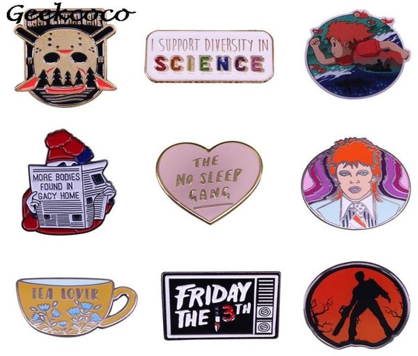 

20pcslot j1610 geekcoco cartoon horror punk brooch enamel lapel pin fashion cup button badge jewelry for lover gift collection8219597, Gray