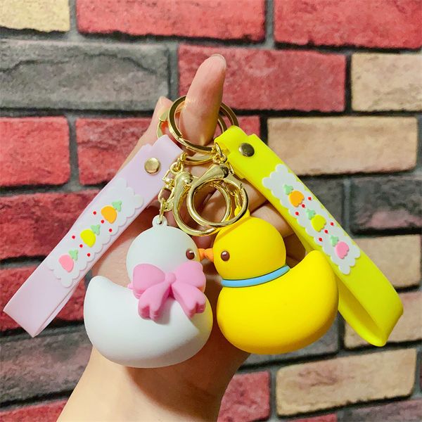 

fashion blogger designer jewelry cartoon cute fun duck keychain friend bag pendant keychain mobile phone keychains lanyards keyrings wholesa, Slivery;golden