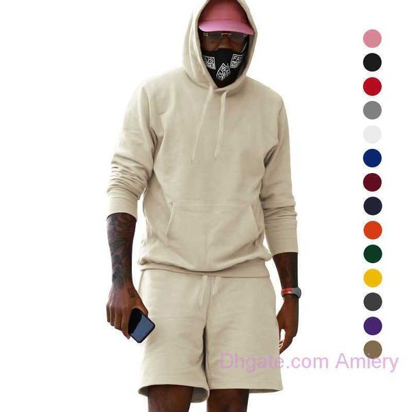 

mens tracksuits hoodie loose oversized tracksuit sweatsuits fitting casual sports high street trend hooded long sleeved pullover set shorts, Gray