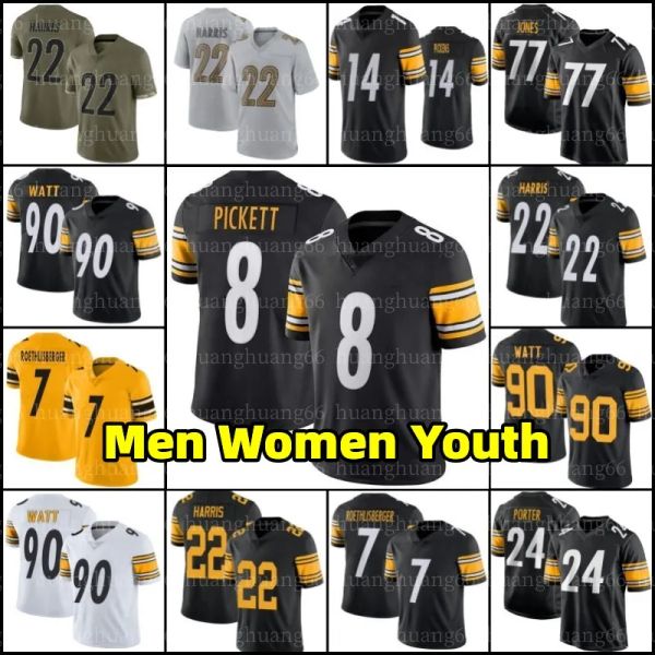 

8 kenny pickett jersey 90 tj watt football 22 najee harris pat freiermuth minkah fitzpatrick george pickens broderick jones troy polamalu jo, Black;red