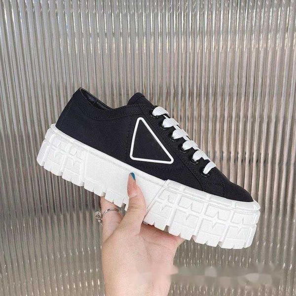 

dress shoes spring and summer 2021 nylon cloth dripping rubber triangle lace tire pattern thick sole flat biscuit shoes casual shoes women&#, Black