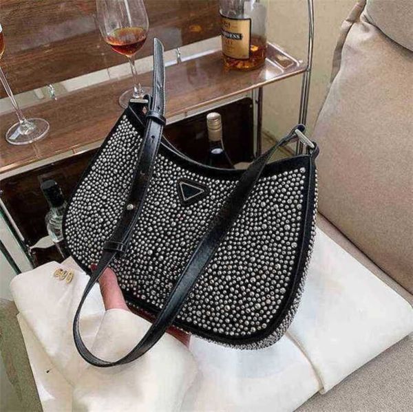 

designer luxury bags crystal diamond studded satin spring and shoulder hand fashionable armpit