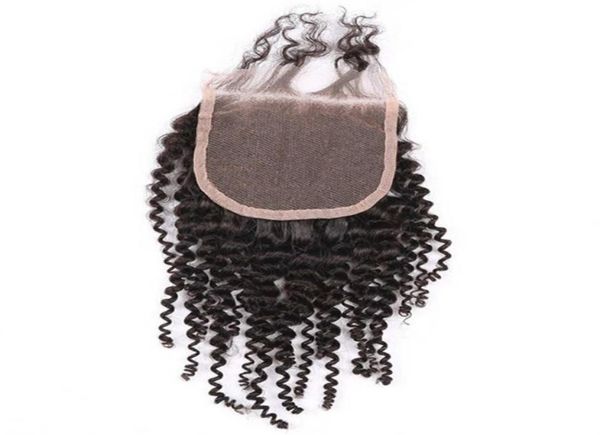 

afro curly closure brazilian human hair closures 4x4 inch swiss lace kinky curl remy hair natural color1050264, Black;brown
