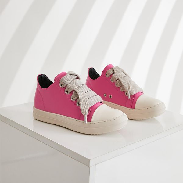 

2023 new simple and versatile candy color personalized dark series thick lace fashion shoes couple board shoes, Black