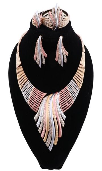 

trendy nigerian beads necklace jewelry set for wedding crystal african beads jewelry set for women earrings jewellery4218628, Slivery;golden