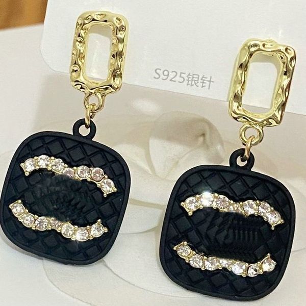 

Brand Earrings Designer Jewelry Geometry Double Letters Fashion Luxury Diamond Earrings Jewelry Women Wedding Party Gift