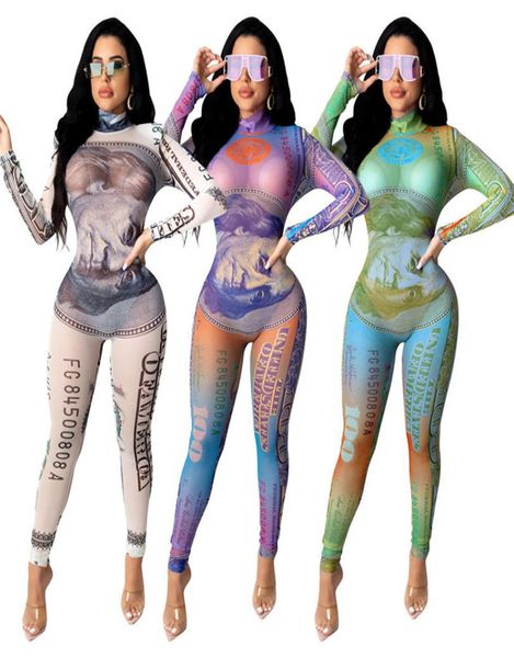 

women designer sheer mesh zipper jumpsuitrompers long sleeve slim pants fall winter casual clothing playsuit clubwear overal3427419, Black;white