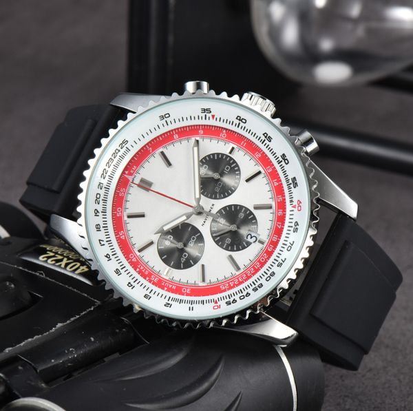 

new designer quartz movement watches men luxury rubber strap watch multi-function chronograph montre clocks ing, Slivery;brown