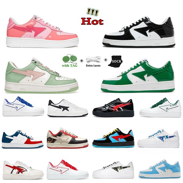 

2023 sports comfortable casual shoes designer sk 8 platform sneakers sta patent leather green black white blue pink for men women trainers j