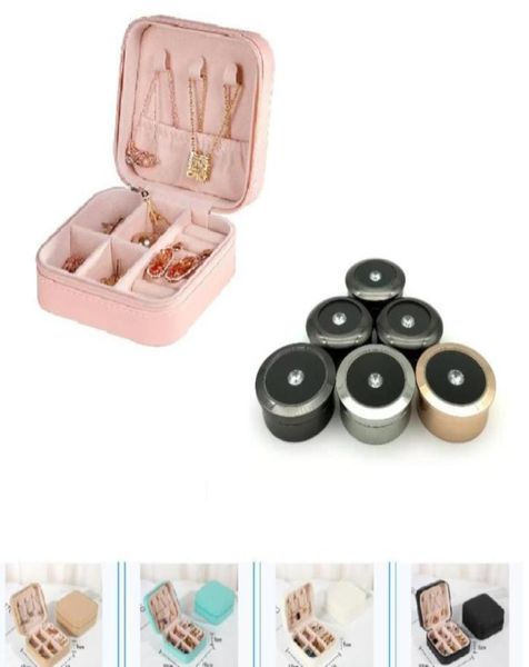 

boxes packaging portable small jewelry box girls travel jewellery organizer pu leather mini case rings earrings necklace round loo5447185, Black;white