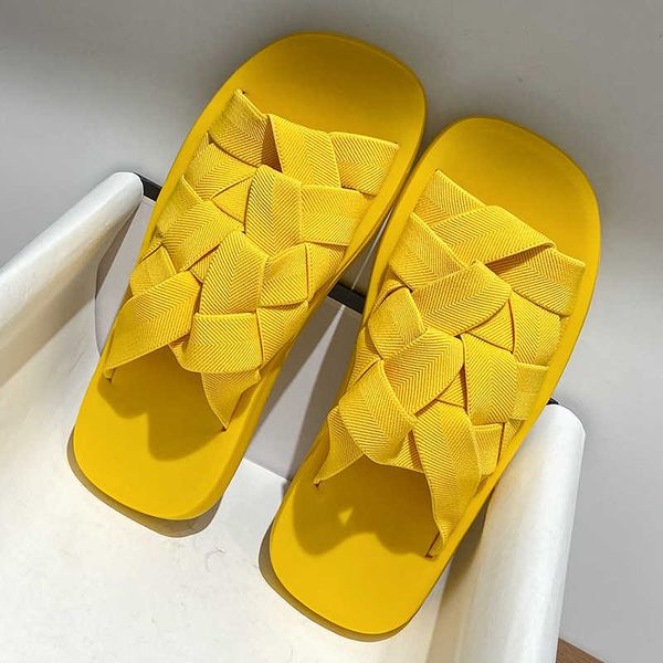 

b family annsw slippers men's 2022 spring and summer new style outdoor woven two wear flip flops beach sandals, Black